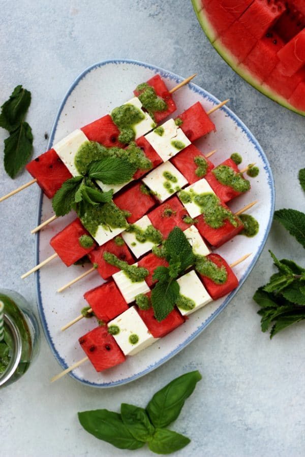 Cool Down with Watermelon Skewers and Mint Yogurt Dip this Summer!