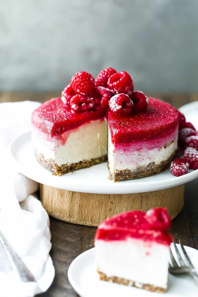 Indulge in the Creamy Delight of Vegan Raspberry Cheesecake: A Sweet and Tangy Treat for All!
