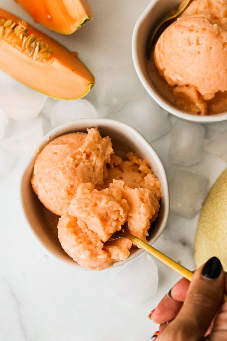 “Beat the Heat with Refreshing and Healthy Cantaloupe Sorbet!”